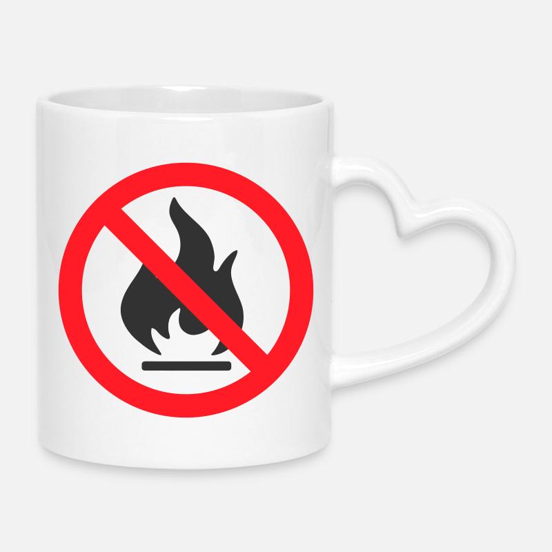 Kein Brandschutzschild - Tasse mit Herzhenkel - Weiß