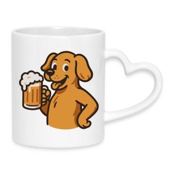 Drôle de chien avec motif de verre à bière - Mug avec anse en forme de cœur - blanc - Droite