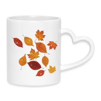 Herbstblätter ohne Rand - Tasse mit Herzhenkel - Weiß - Rechts
