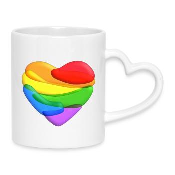 Regenbogen Herz - Tasse mit Herzhenkel - Weiß - Rechts