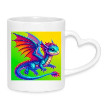 dragon - Mug with Heart-Shaped Handle - white - Right
