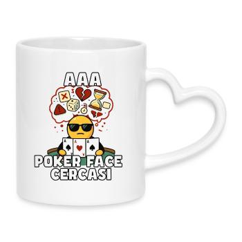 Poker Face Wanted - Mug with Heart-Shaped Handle - white - Right