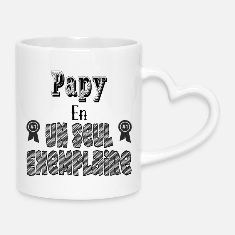 Grandpa in a single copy - Mug with Heart-Shaped Handle - white