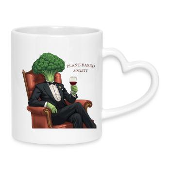 Plant Based Society – Elegant Broccoli - Tasse mit Herzhenkel - Weiß - Rechts