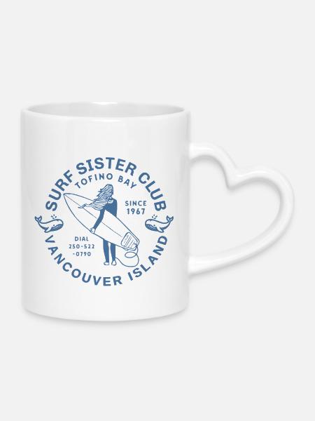 Surf-Schwesterclub Vancouver Island - Tasse mit Herzhenkel - Weiß