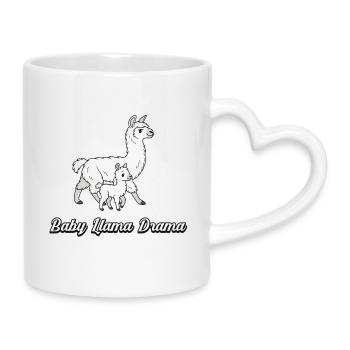 Baby Lama Drama – Süße Lamas - Tasse mit Herzhenkel - Weiß - Rechts