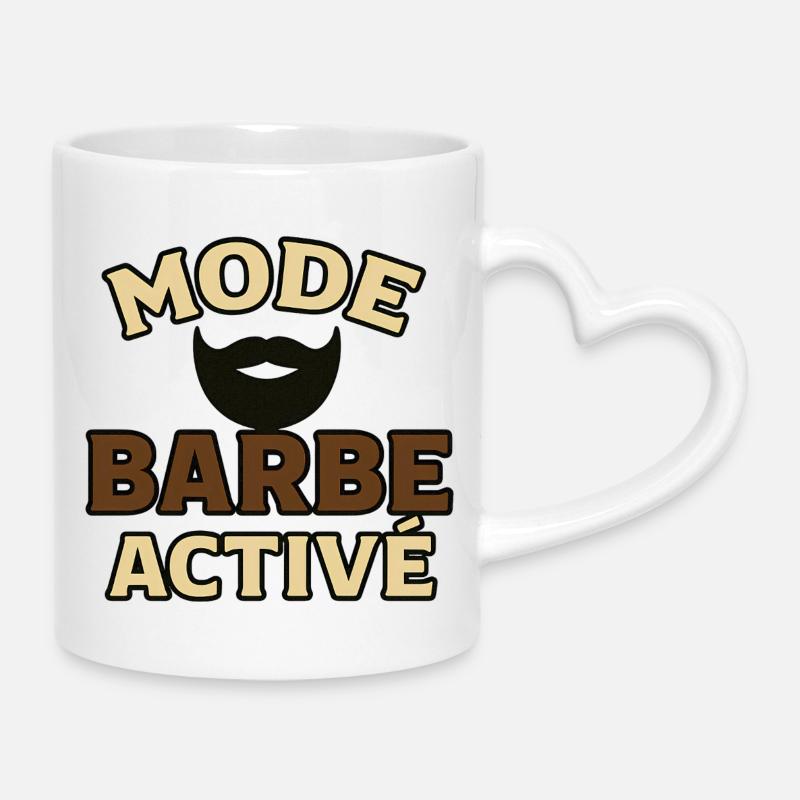 Active Beard Mode - Mug with Heart-Shaped Handle - white