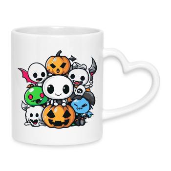 Halloween Party Figuren Comic - Tasse mit Herzhenkel - Weiß - Rechts