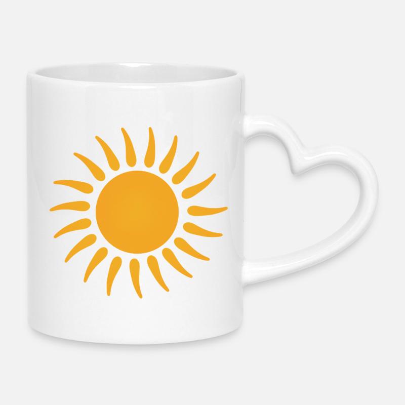 Sunburst Orange Sonne Grafik - Tasse mit Herzhenkel - Weiß