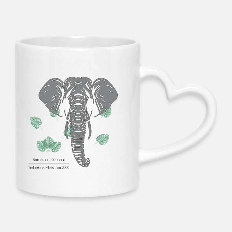 Sumatran_Elephant_-_grey - Mug with Heart-Shaped Handle - white