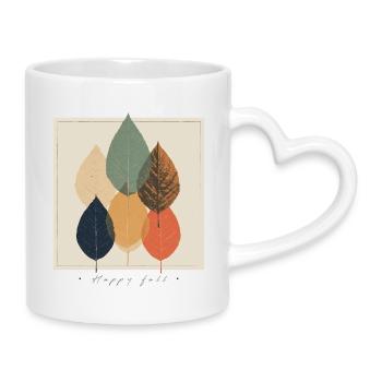Autumn Leaf Mosaic: Retro Palette - Mug with Heart-Shaped Handle - white - Right