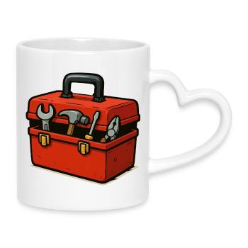 Compact Toolbox Illustration - Mug with Heart-Shaped Handle - white - Right