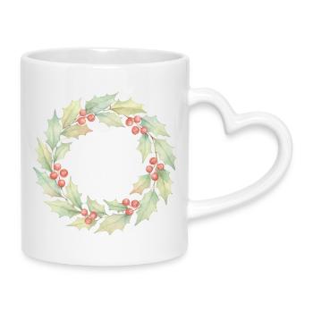 Couronne de houx﻿ - Mug avec anse en forme de cœur - blanc - Droite
