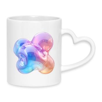 Glossy Pastel Abstract Bubble Design - Mug with Heart-Shaped Handle - white - Right