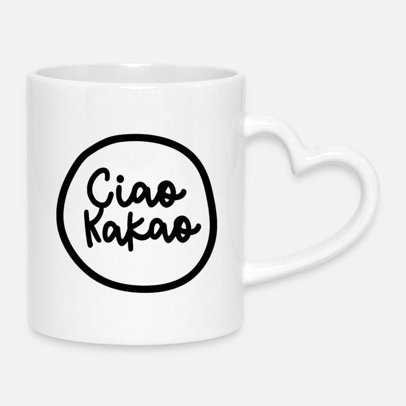 "Ciao Cocoa" - Mug with Heart-Shaped Handle - white