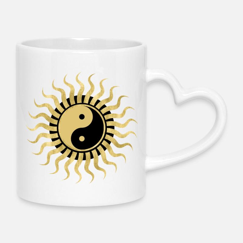Golden Yin Yang Sole - Mug with Heart-Shaped Handle - white