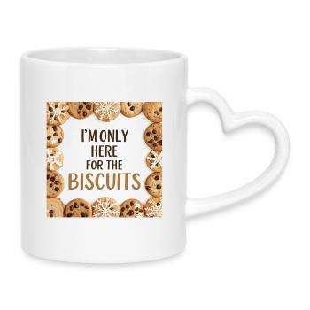 Only Here for the Biscuits - Mug avec anse en forme de cœur - blanc - Droite