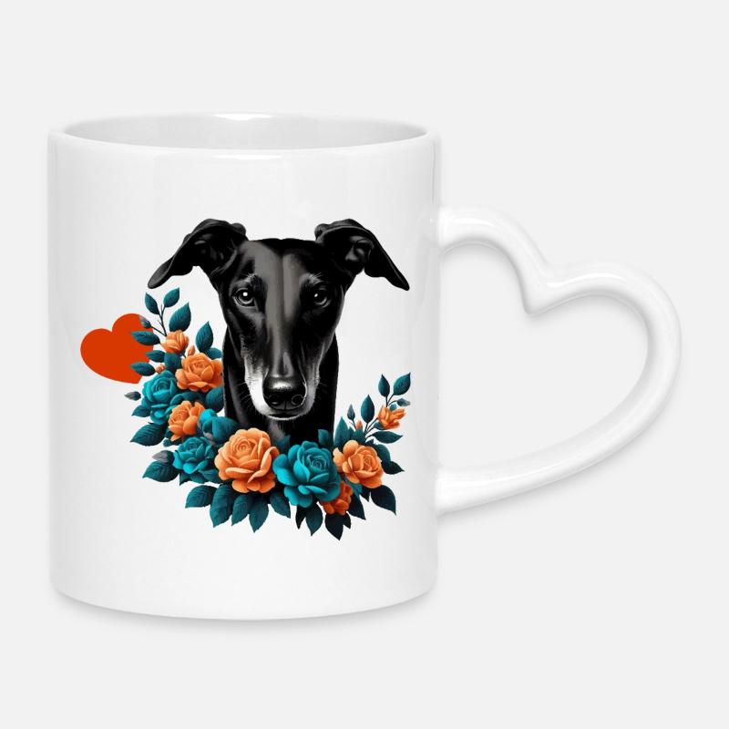 Galgo Blackbeauty Nr01 - Mug with Heart-Shaped Handle - white