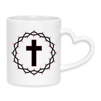 Croix et couronne d’épines - Mug avec anse en forme de cœur - blanc - Droite