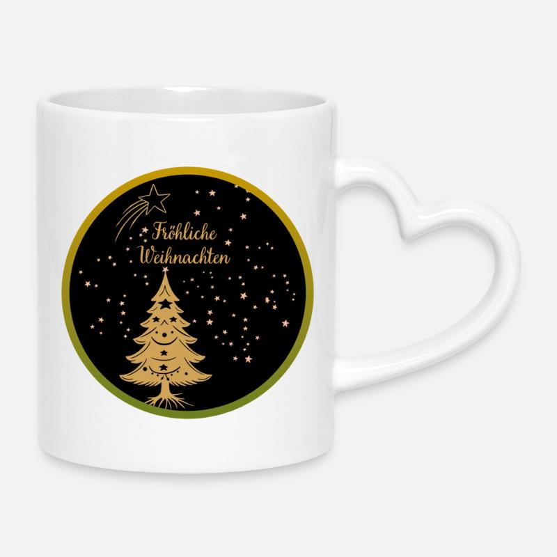 Joyeux Noël Arbre de Noël Riant - Mug avec anse en forme de cœur - blanc