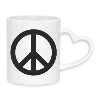 Friedenssymbol im Minimalstil - Tasse mit Herzhenkel - Weiß - Rechts