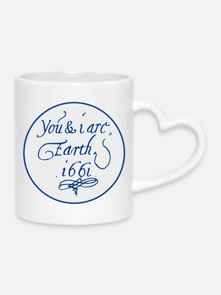 Vous et moi sommes la Terre 1661 - Mug avec anse en forme de cœur - blanc