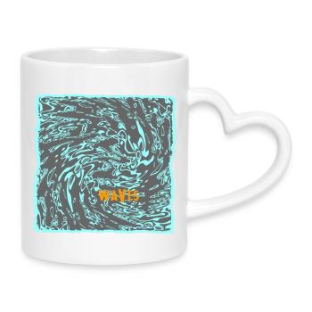 Wave flow neon pattern surf - Mug with Heart-Shaped Handle - white - Right