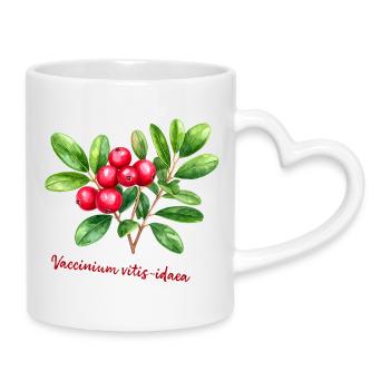 Vaccinium vitis-idaea – botanisches Aquarell - Tasse mit Herzhenkel - Weiß - Rechts