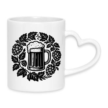 Bier kranz - Mug with Heart-Shaped Handle - white - Right