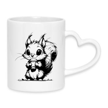 Waldbewohner mit Kaffee Waldrand Kaffeeklatsch - Tasse mit Herzhenkel - Weiß - Rechts
