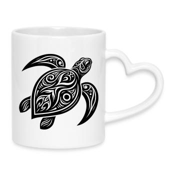 Turtle Tattoo Style – Mystical Design - Mug with Heart-Shaped Handle - white - Right