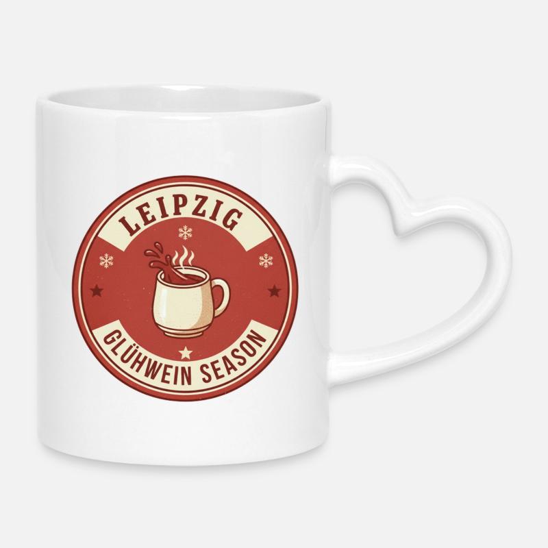 Saison des vins chauds de Leipzig - Mug avec anse en forme de cœur - blanc