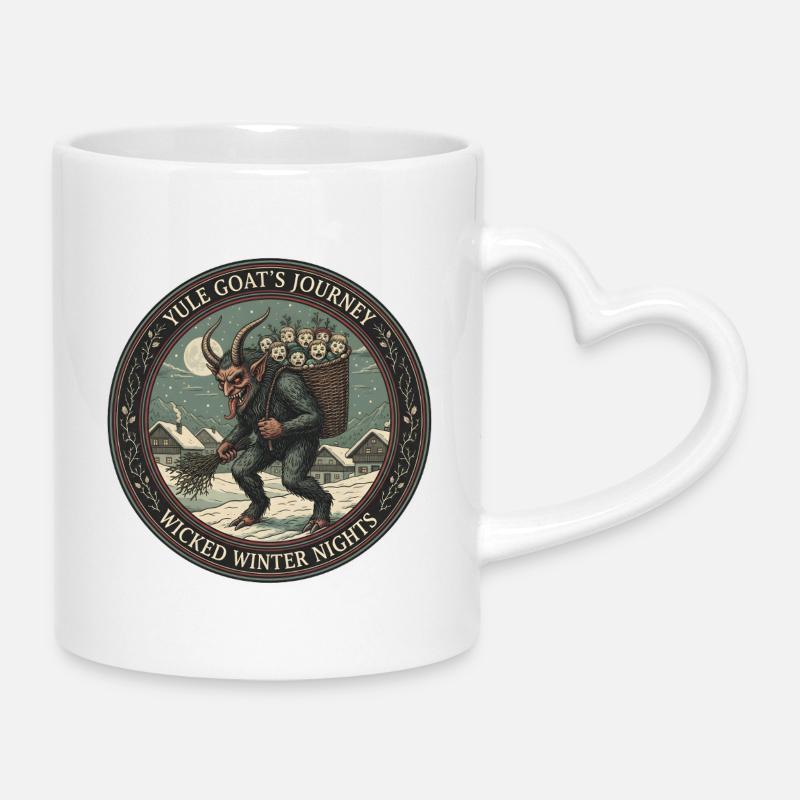 Die Reise der Weihnachtsziege – Böse Winternächte - Tasse mit Herzhenkel - Weiß
