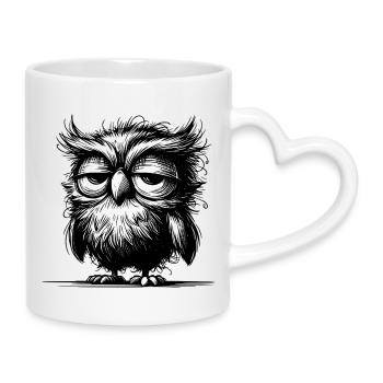 Eule ich bin nicht grummelig nur unausgeschlafen - Tasse mit Herzhenkel - Weiß - Rechts