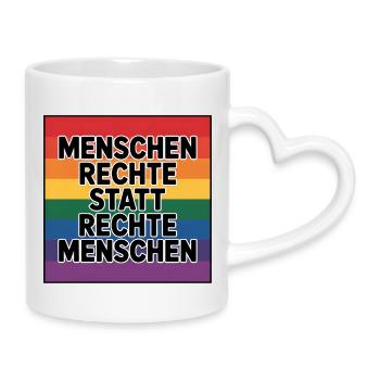 Human rights instead of right-wing people - Cool Pride - Mug with Heart-Shaped Handle - white - Right