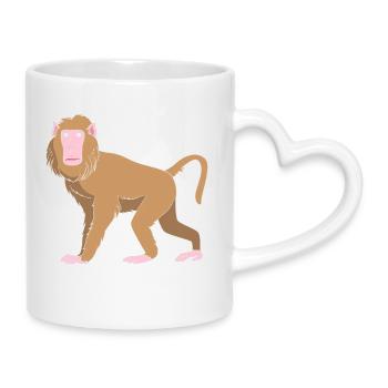 Baboon Pavian Primat Affe Affen - Tasse mit Herzhenkel - Weiß - Rechts