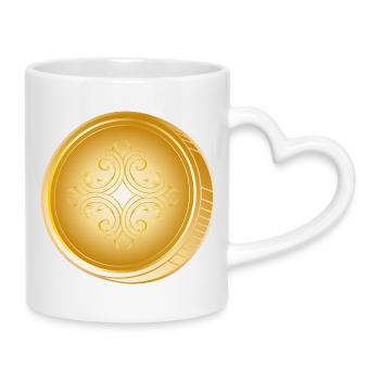Noble gold coin with ornament – with style and flair - Mug with Heart-Shaped Handle - white - Right
