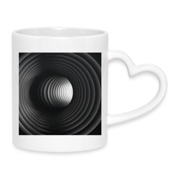 Schwarz-weiße konzentrische Tunnel - Tasse mit Herzhenkel - Weiß - Rechts