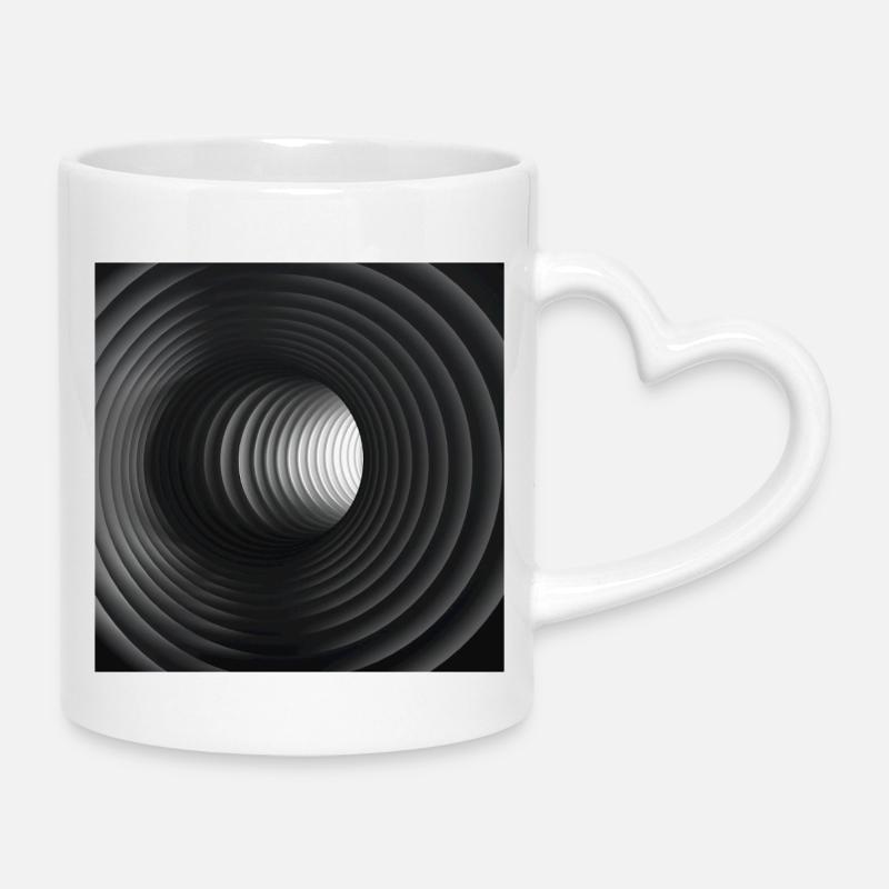 Black and white concentric tunnels - Mug with Heart-Shaped Handle - white