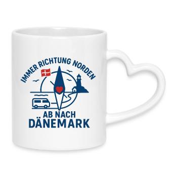 Toujours en route vers le nord – voyage de vacances au Danemark - Mug avec anse en forme de cœur - blanc - Droite