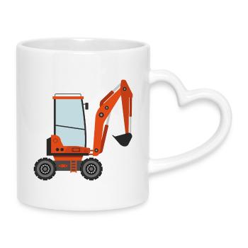 Bagger - Tasse mit Herzhenkel - Weiß - Rechts