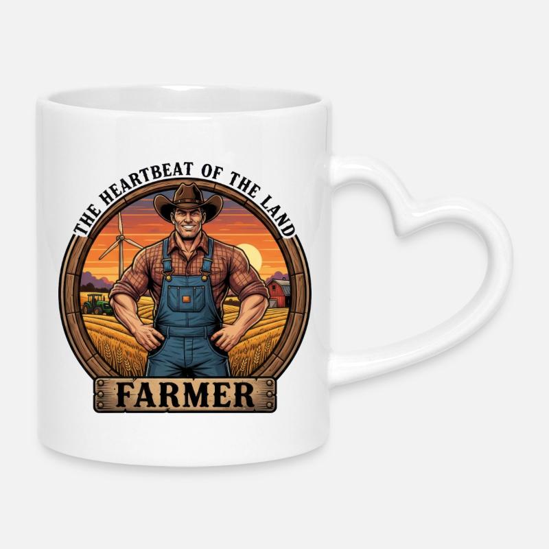 Cœur de la Terre : Le Fermier Fier Fermier - Mug avec anse en forme de cœur - blanc