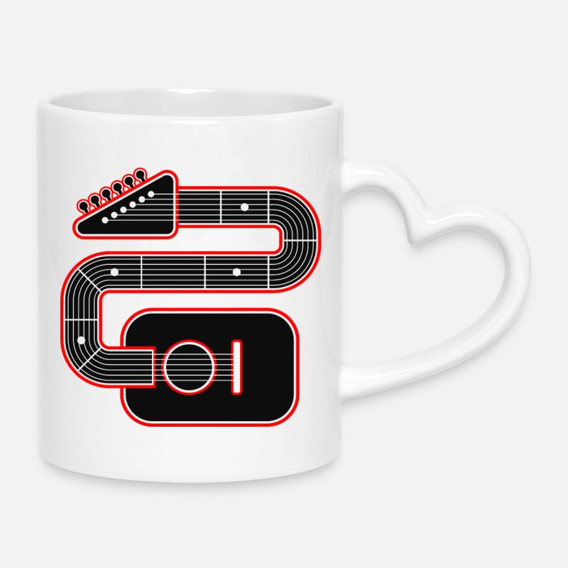 Abstract Guitar Art - Mug with Heart-Shaped Handle - white