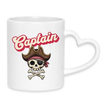 Captain Skull Piratensymbol - Tasse mit Herzhenkel - Weiß - Rechts