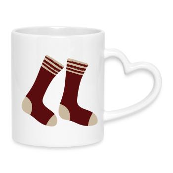 Maroon gestreifte Zehensocken - Tasse mit Herzhenkel - Weiß - Rechts