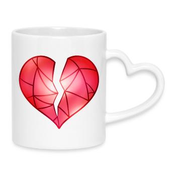 Gebrochenes Rotes Herz - Tasse mit Herzhenkel - Weiß - Rechts