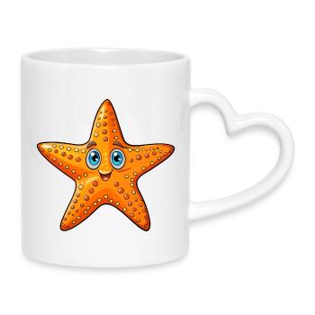 Seestern - Tasse mit Herzhenkel - Weiß - Rechts
