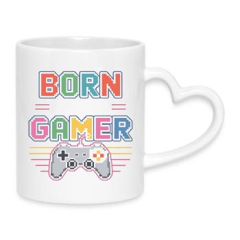 Geboren, um ein Gamer zu sein - Tasse mit Herzhenkel - Weiß - Rechts