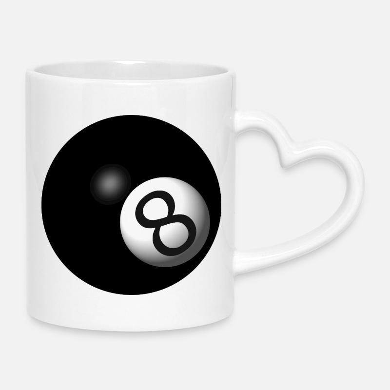 Billiard ball - Mug with Heart-Shaped Handle - white