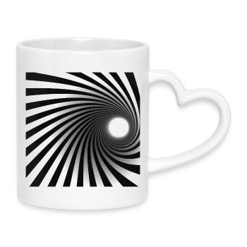 Black White Spiral Vortex - Mug with Heart-Shaped Handle - white - Right